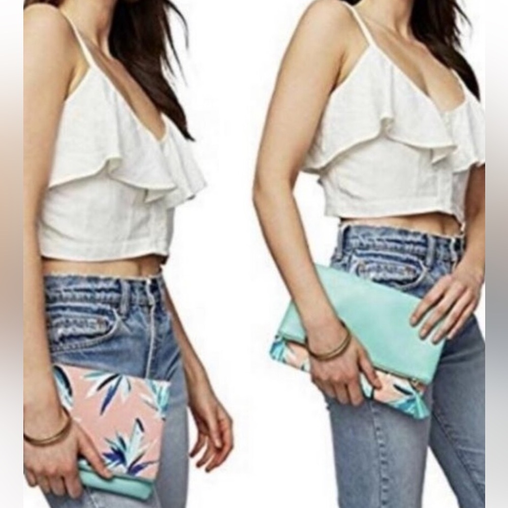 50%offw❤️ Anthropologie Rachel Pally Coral & Mint & Floral Clutch